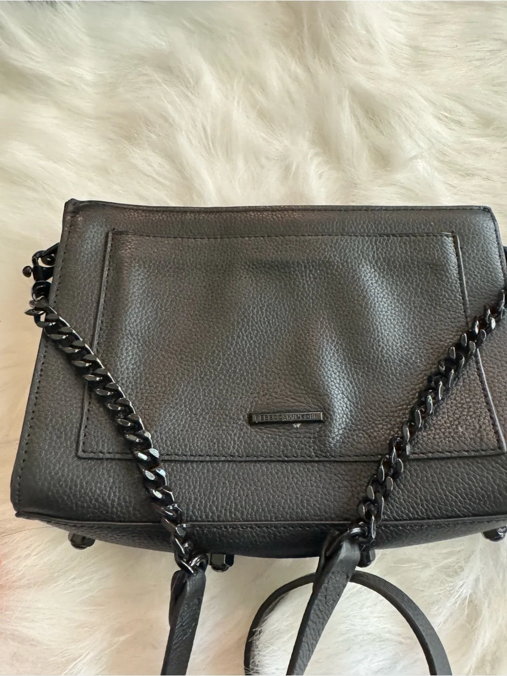Rebecca Minkoff Black Pebbled Leather Messenger Bag